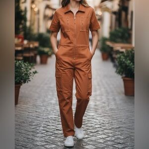 Wondery Coral Juniper Camp Jumpsuit New with Tag Size XS